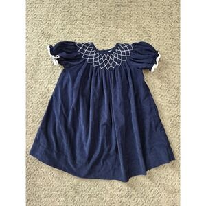 Smocked Blue Corduroy Dress Size 18 months Everyday Hierloom
